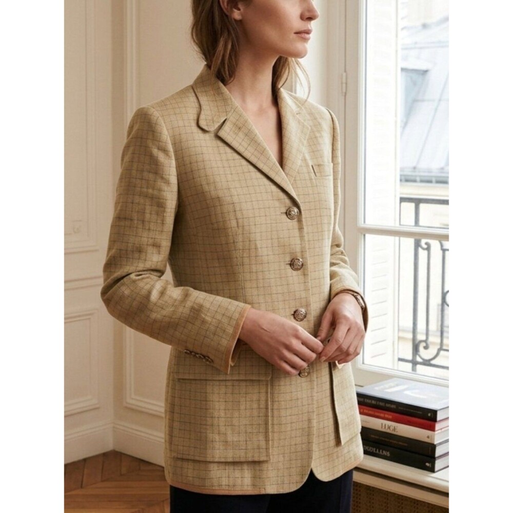 Lauren Ralph Lauren Linen Tweed Equestrian Riding Blazer Size 10P